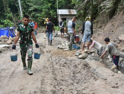 Satgas TMMD Ke- 112 Kodim 1304/ Gorontalo Dan Masyarakat Kebut Pembuatan Drainase