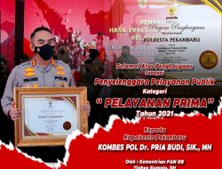 Berikan Pelayanan Publik Prima, Polresta Pekanbaru Raih Penghargaan